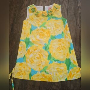 Lilly Pulitzer Girls 4t Floral Yellow and Green Kids Dress